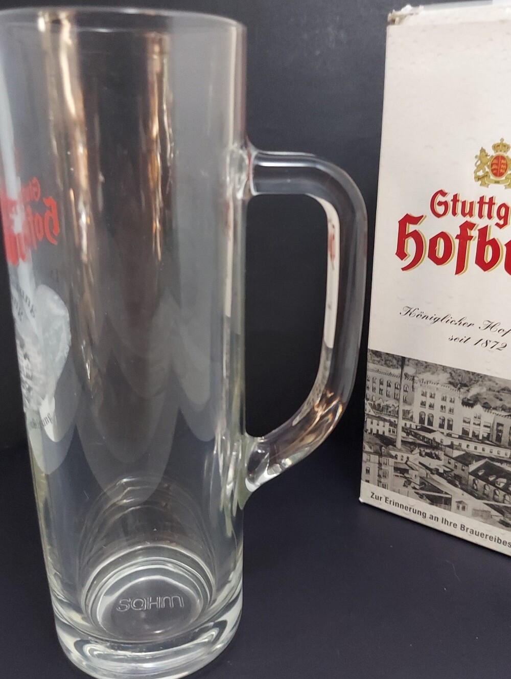 GTUTTGARTER HOFBRAU .3L BEER MUG GLASS Breweriana  Vintage W/Box Stuttgart - Picture 5 of 16